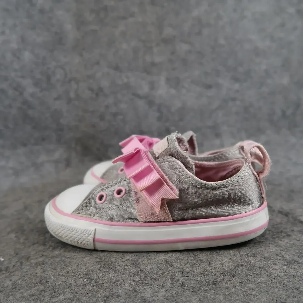 Converse Shoes Infant 7 Sneakers Pink Bow Hook N Loop Strap Baby Girl Casual